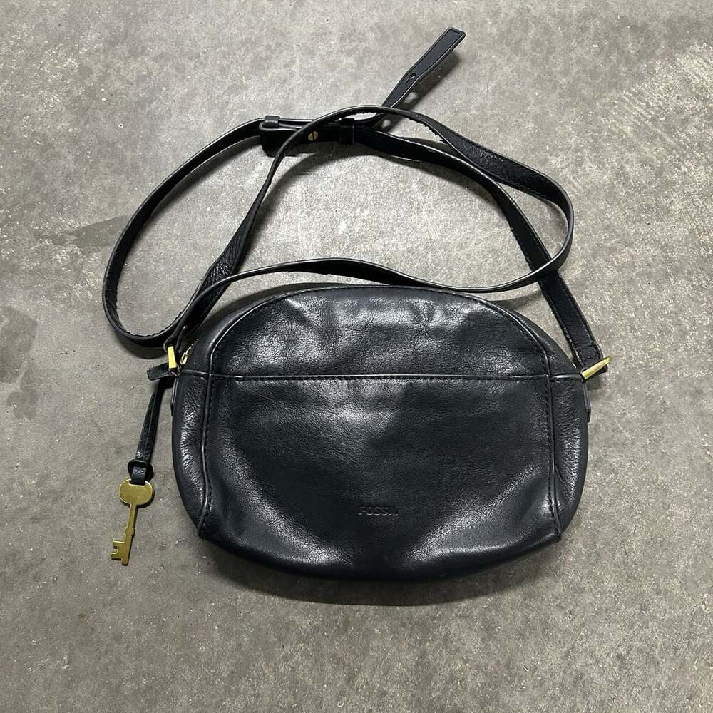 Fossil Black Leather Crossbody Bag Purse